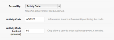 Activity Codes - BadgeOS